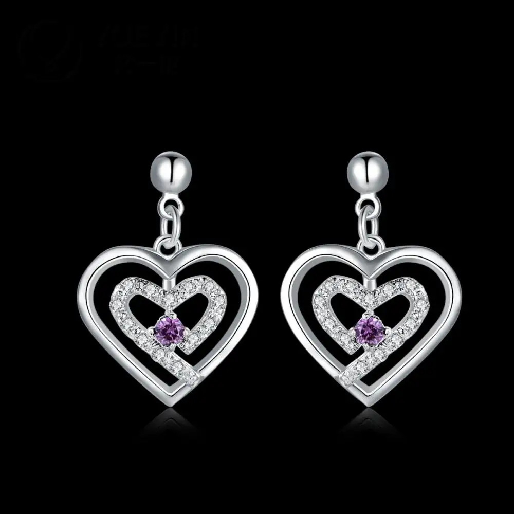 2014 New supplies 925 heart earrings fashion Brand bijoux With CZ Crystals | Украшения и аксессуары