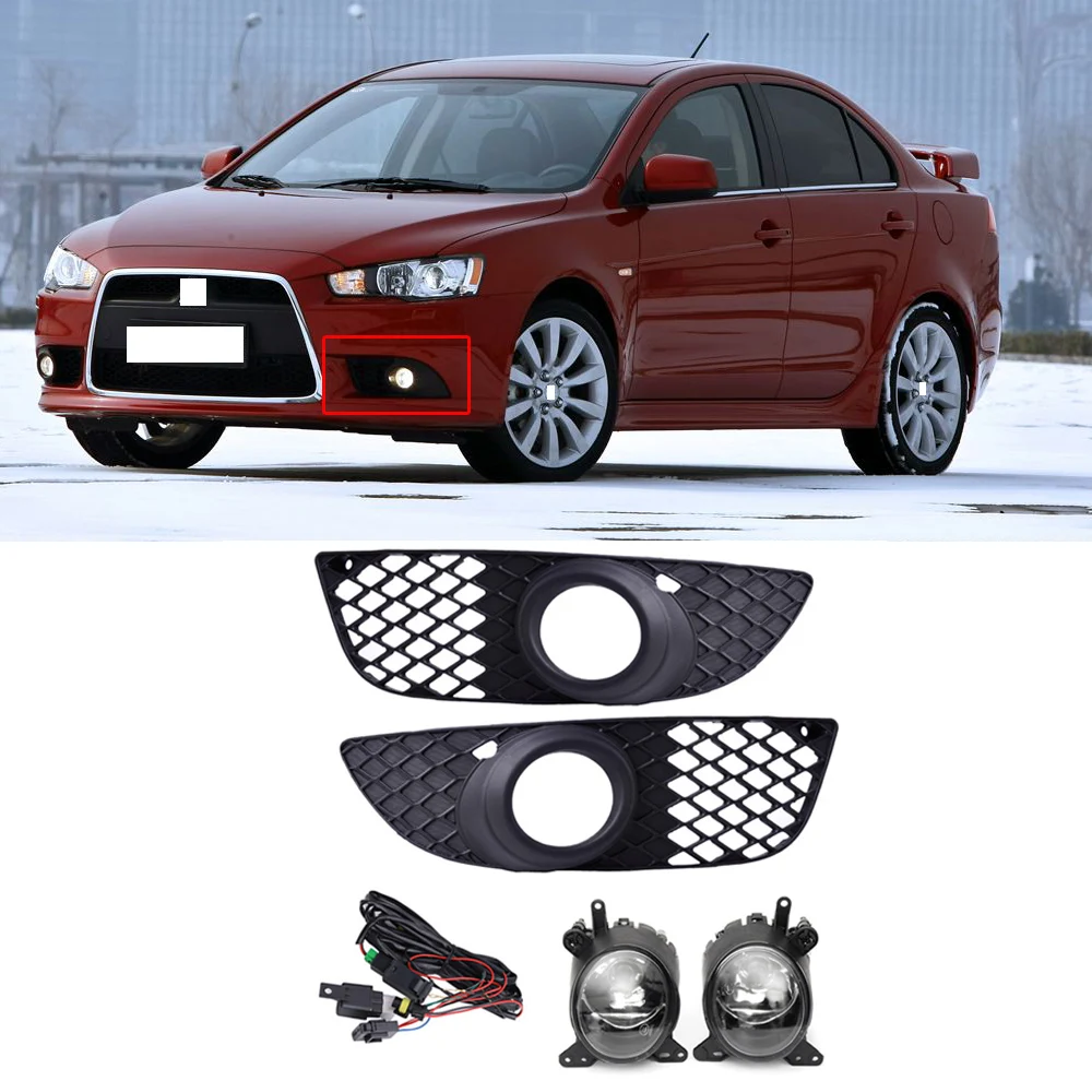 CAPQX для Mitsubishi Lancer EVO 2008-2012 передний бампер противотуманный светильник решетка крышка противотуманная фара рамка с жгутом