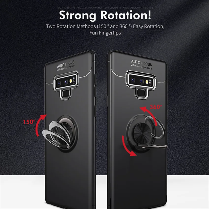 Car Holder Stand Magnetic Bracket Finger Ring Tpu Case For Samsung Galaxy Note 9 A6 + Plus J4 J6 J8 2018 Black Cover |