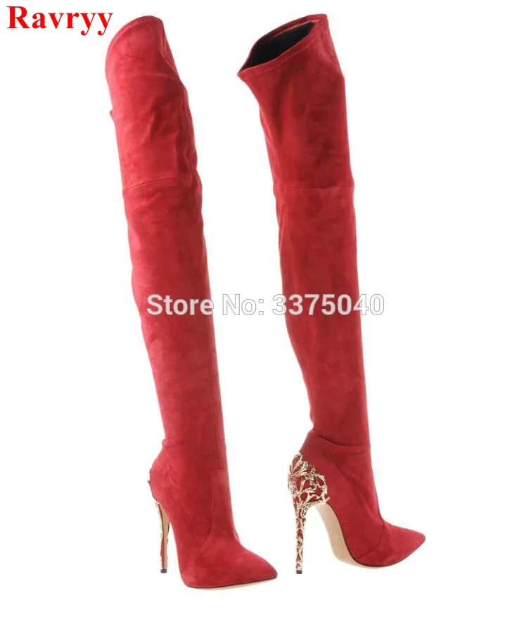 

New style women boots shoes over the knee boots red black thigh high boots fashion pointed toe high heels boots