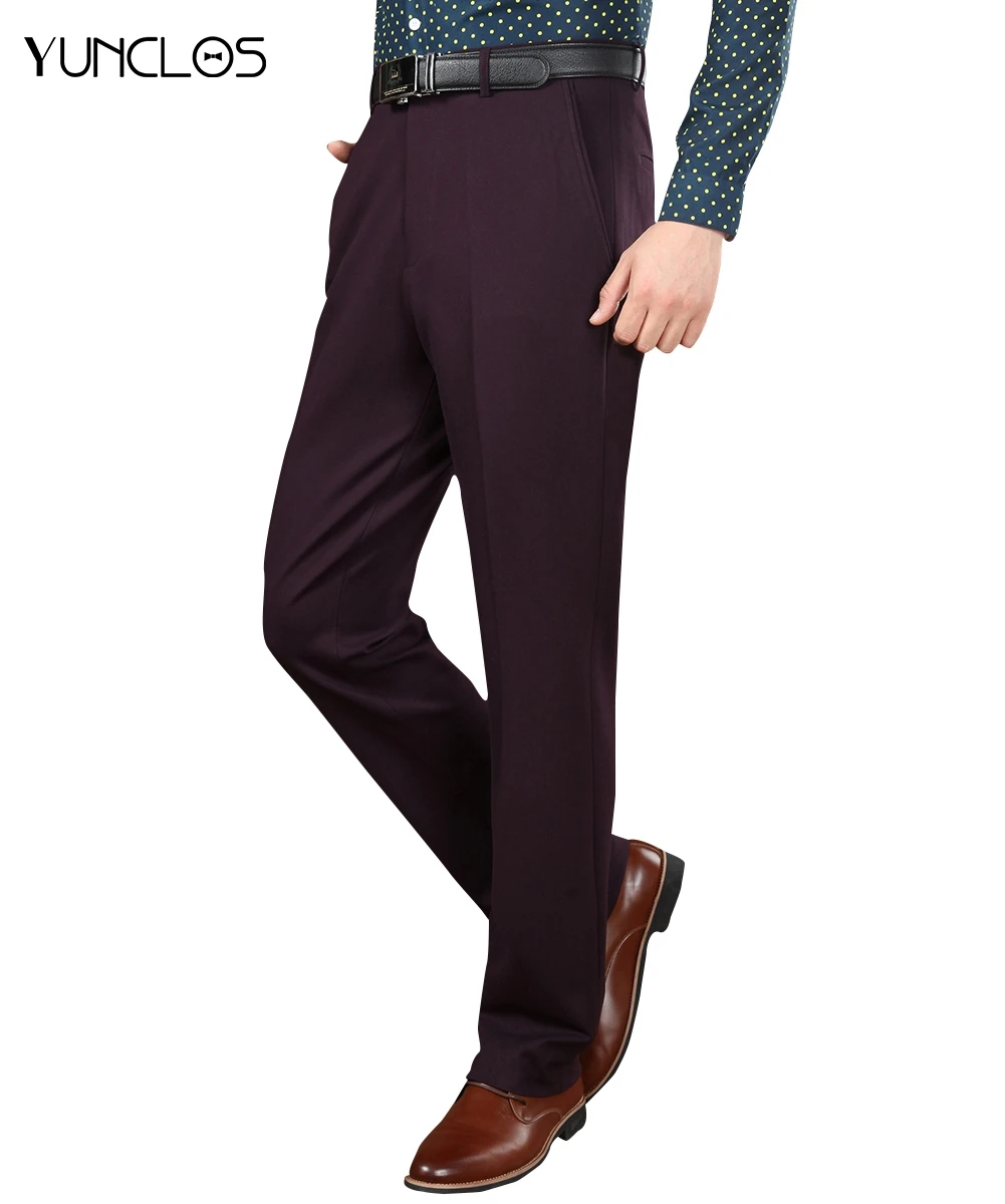 YUNCLOS формальный костюм брюки для мужчин фиолетовый Pantalon Hombre длинные мужские