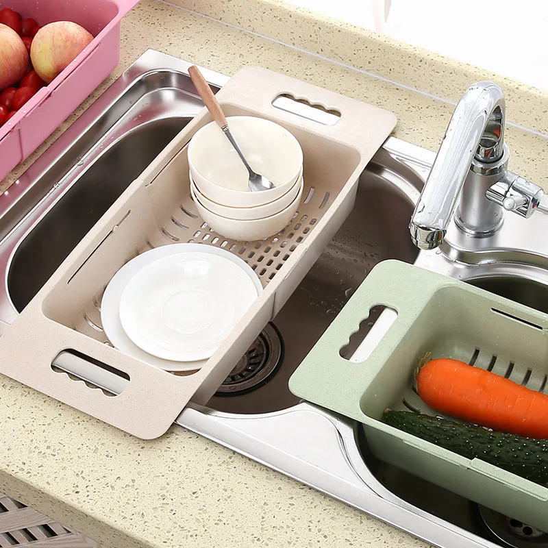 Multifunctional Washing Basin Drain Basket Rectangular Plastic Fruit Bowl Household Kitchen Sink Storage | Дом и сад