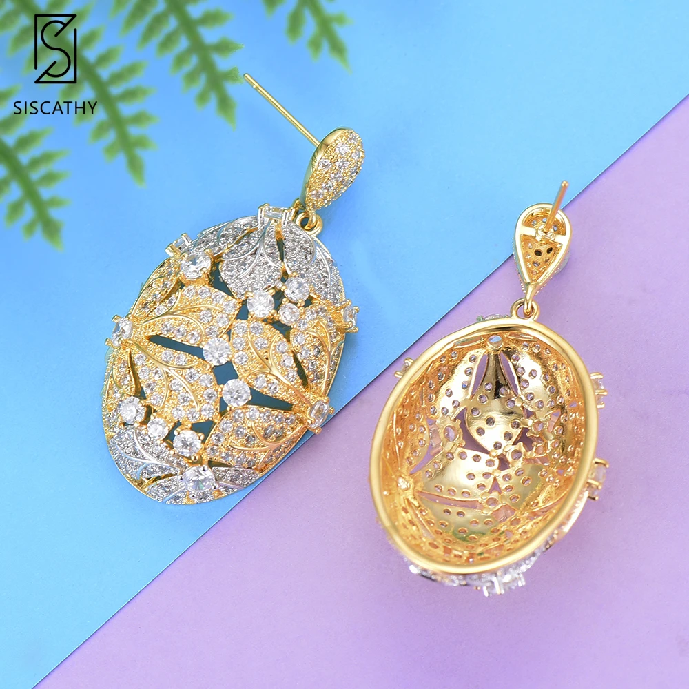 Женское свадебное ожерелье SISCATHY серьги-гвоздики с изменяемым размером кольца