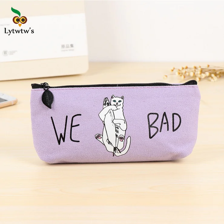 1 шт. Новый Kawaii Cat Pen Lytwtw холщовый чехол для карандашей школьные стационарные