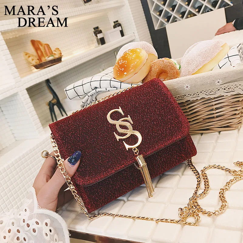 Mara's Dream 2019 Женская блестящая маленькая сумка Супермодная Сумочка с кисточкой на