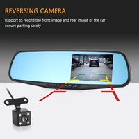 full hd 1080p car dvr camera auto 4 3 inch rearview mirror dash digital video recorder dual lens registratory camcorder