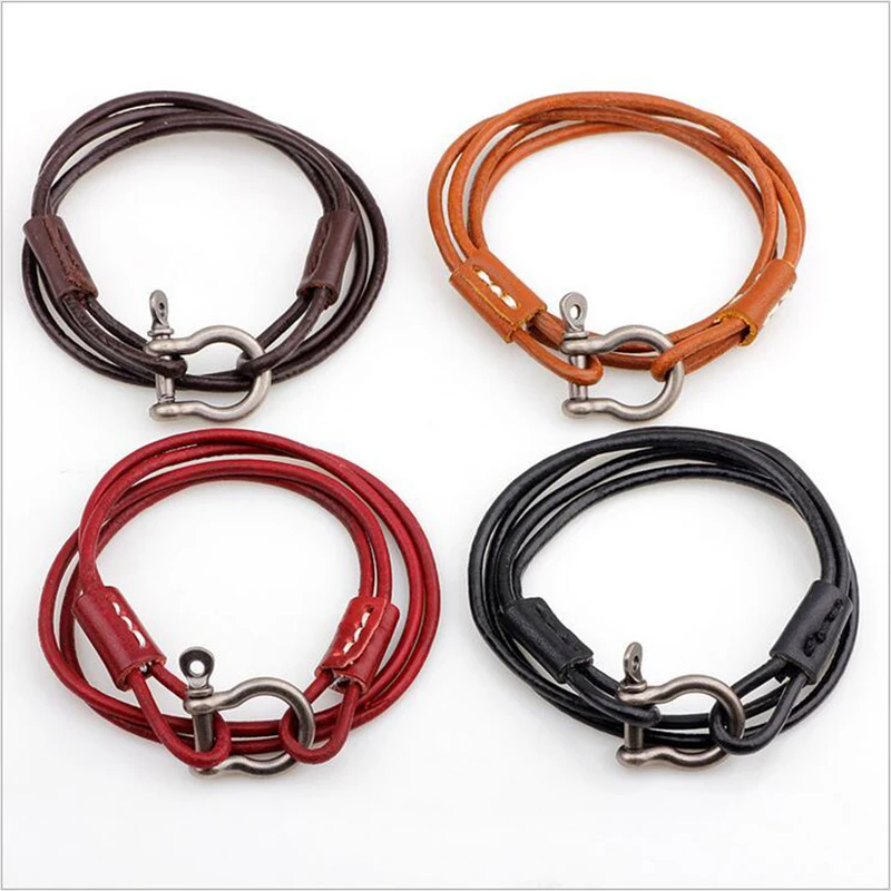 4 цвета Простой Модный Многослойный кожаный спортивный браслет для женщин