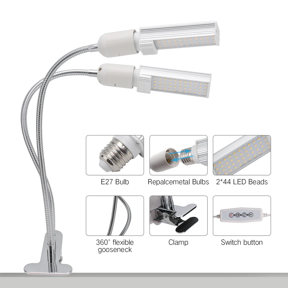 LED растительный свет Full Spectrum 380~800NM 45W 88 Dimmable Growing Lamp с таймером для выращивания растений в помещении, теплице, цветах и фитолампы.