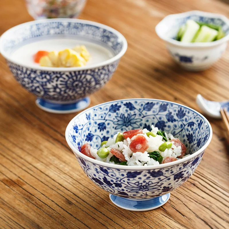 5 дюймов японская керамическая миска домашняя посуда синий и белый фарфор