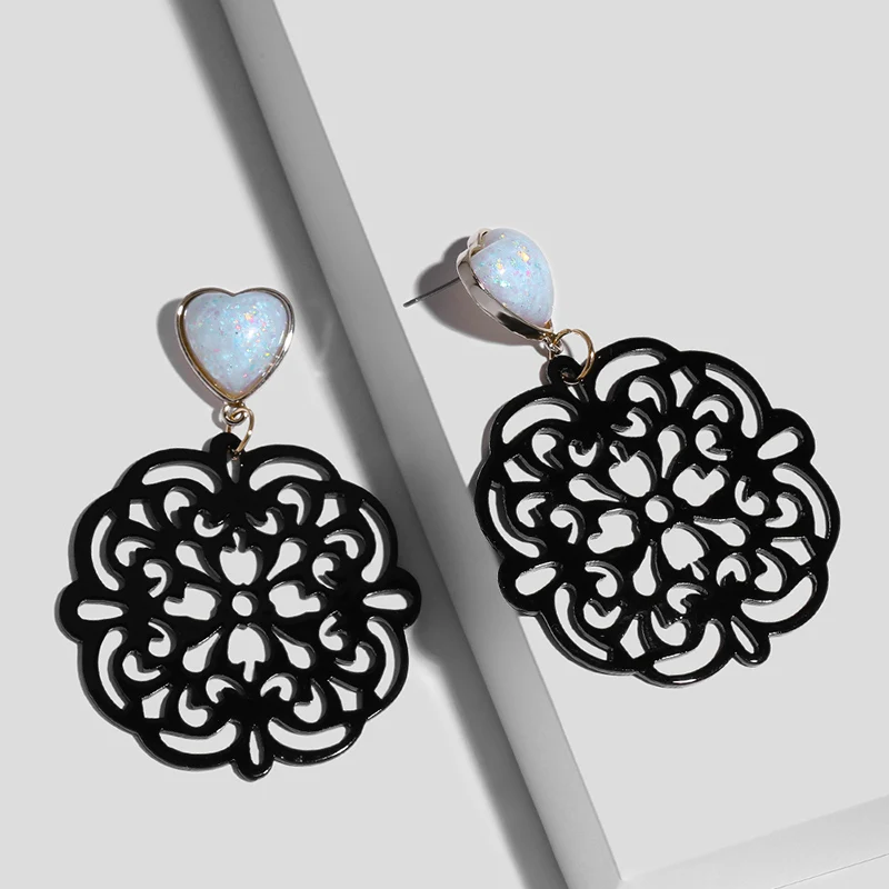 FLOLA желтый большой акриловые серьги для Для женщин aretes себе падение с подвеской