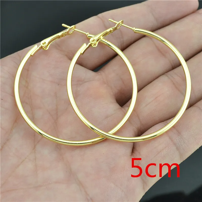 gold earrings 5cm Большие маленькие круглые серьги-кольца для женщин, женская мода, фирменное розовое золото, черное кольцо, ювелирные изделия для ушей, для ночного клуба, DJ, женские серьги - Окраска металла: gold earrings 5cm
