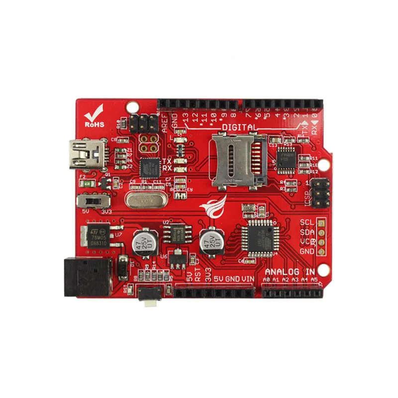 Макетная плата elerow Crowduino Uno SD V1.5 для Arduino UNO Atmega328P с мини USB кабелем микроконтроллер