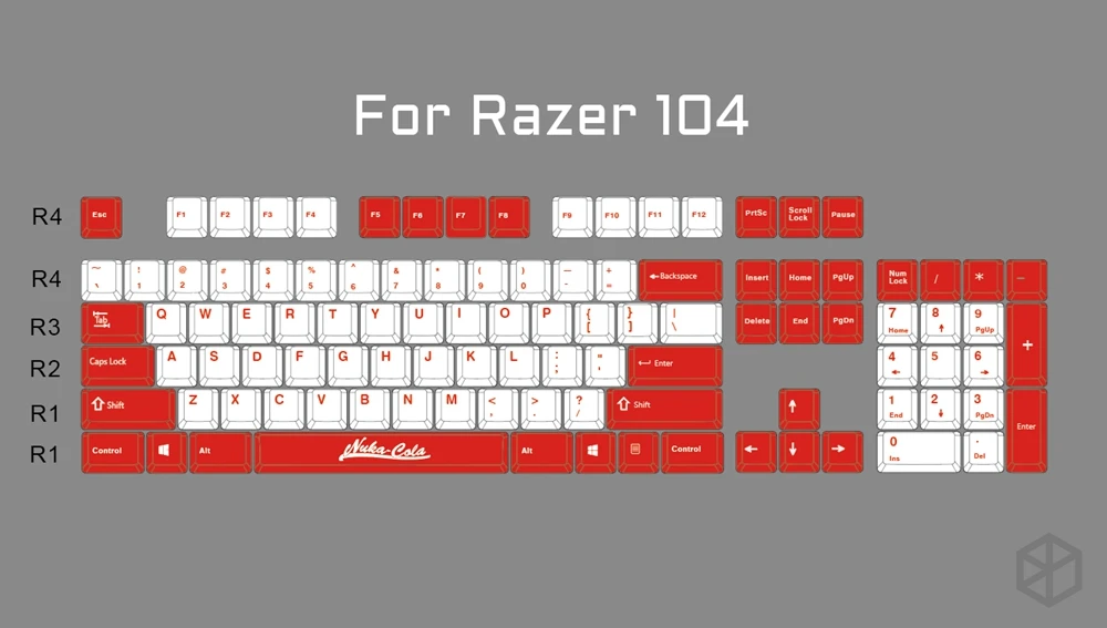 Nuca Cola Fallout Вишневый профиль Keycap набор толстый PBT белый красный лазер гравированный dip краситель gh60 xd64 xd84 96 87 104 k70 razer corsair