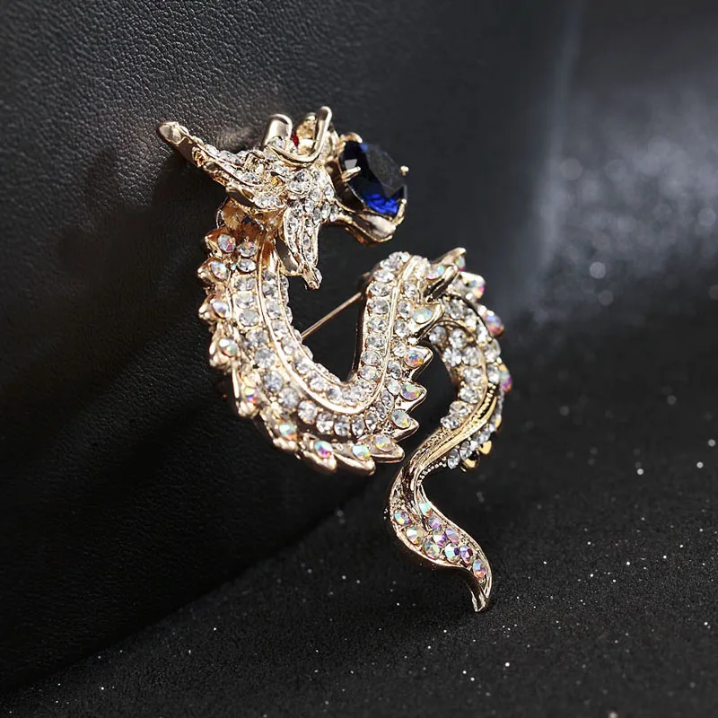 ОБН Ретро Азиатский Дракон Белый Стразы бриллиантовый Воротник Шпильки свитера