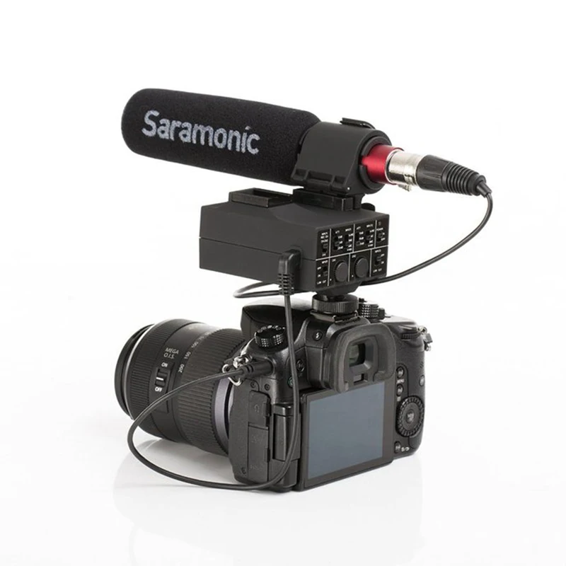 Saramonic MixMic Shot GUN видео микрофон со встроенным 2 канальным XLR аудио адаптером для DSLR