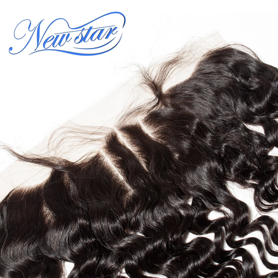 Brazilian Deep Wave 13x4 Lace Frontal Closures 3 Part Ear to Pre Plucked Hairline Natural Color New Star Virgin Hair | Шиньоны и парики