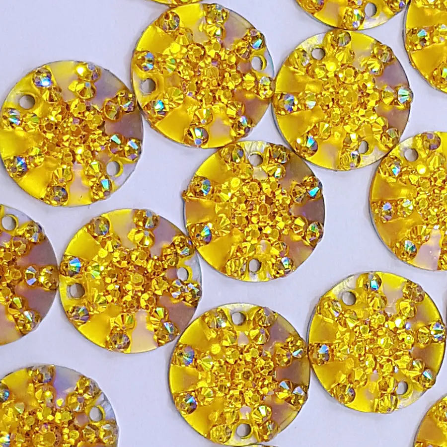 Хороший продавец резиновые круглые стразы 10 мм желтого цвета ab с камнями и