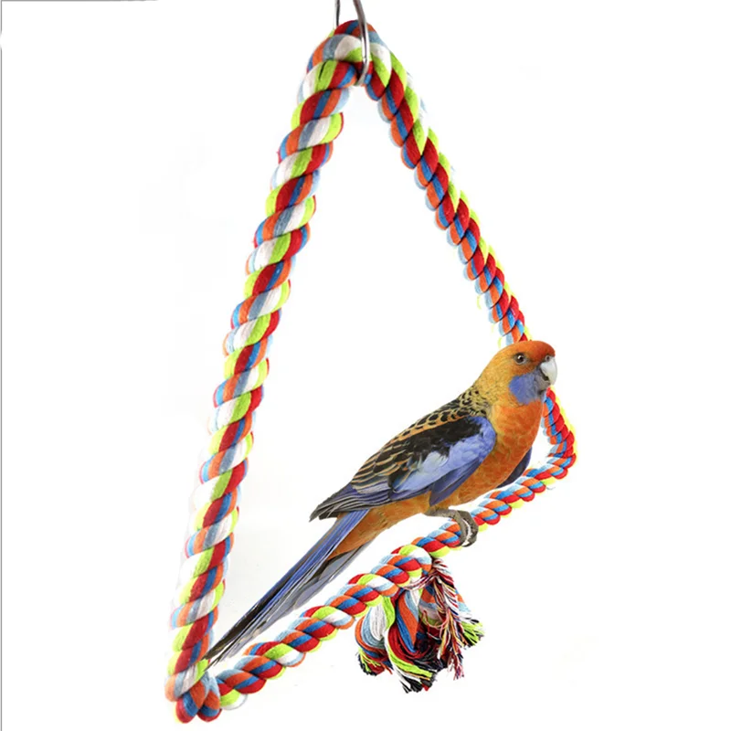 Разноцветные хлопковые нити птица perched скалолазание honing игрушка хлопковая