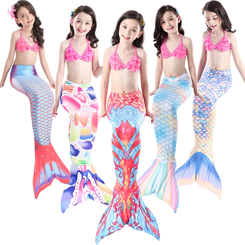 

3PCS/Set The Little Mermaid Tail Costume Princess Ariel Children Mermaid Tail Cosplay Kids For Girl Fancy Swimsuit