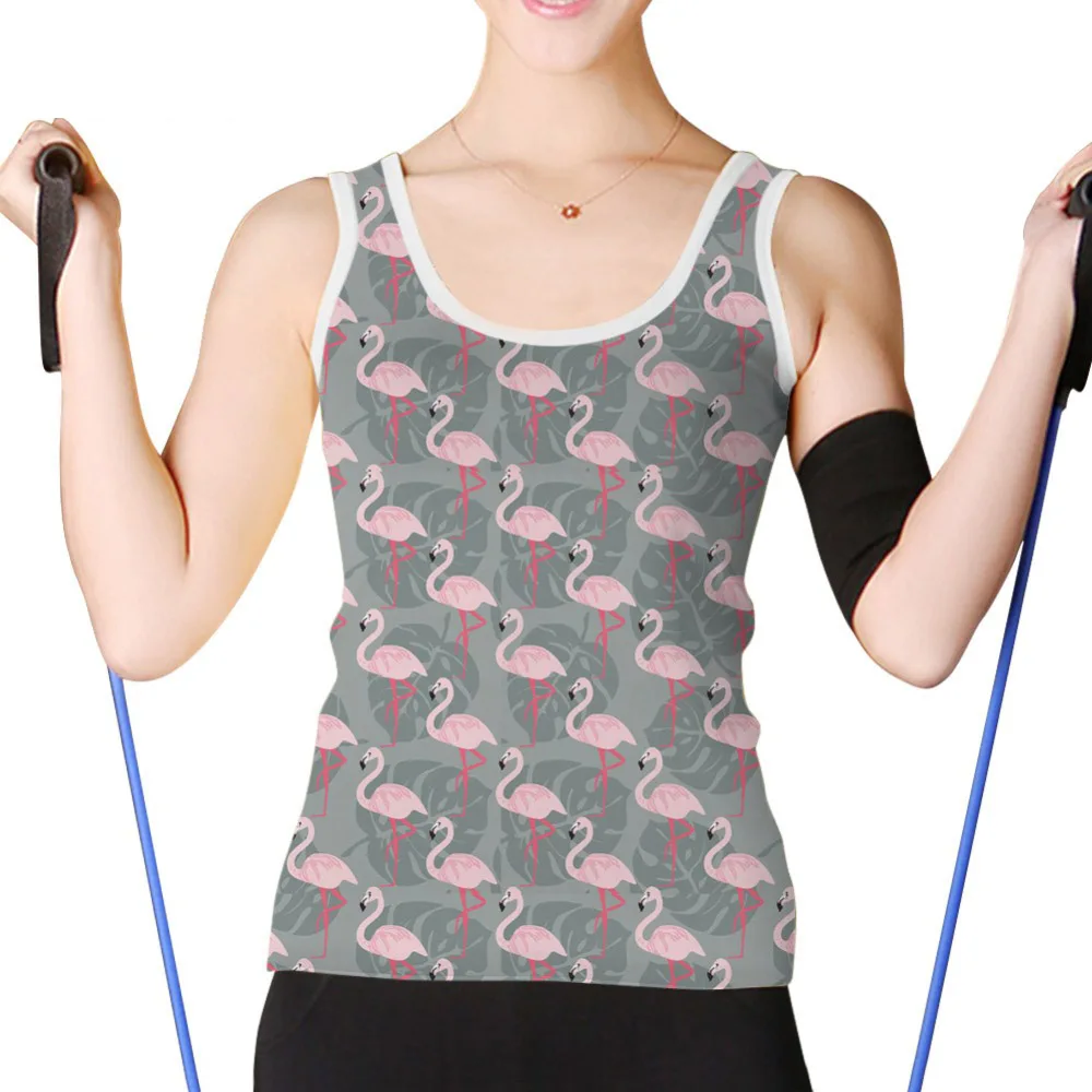 NOISYDESIGNS серый с принтом животного Фламинго Женщины Tank Top Повседневная мода Тонкий