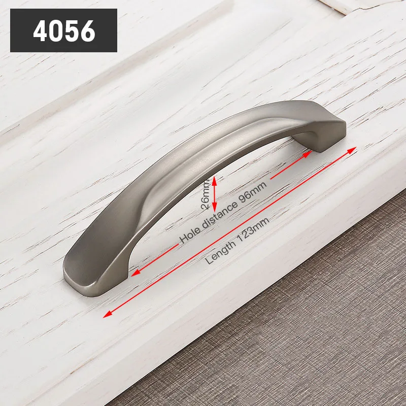 Handle-4056-96S KAK простые современные Серебристые дверные ручки из цинкового сплава элегантные ручки для выдвижных ящиков Ручки для кухонного шкафа оборудование для обработки мебели - Цвет: Handle-4056-96S