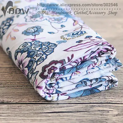 Бесплатная доставка синий цветок стиль хлопок льняные ткани wallpape ткань для diy zakka