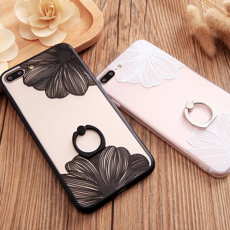 Люкс Ретро Цветок Case Для Коке iphone 7 For 6 s плюс splus Кружева Металлическое Кольцо