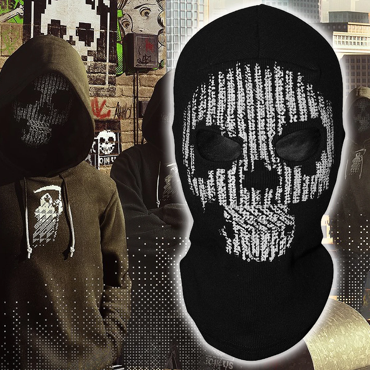 Watch Dogs 2 хакер Череп игры Скелет Призрак Косплэй Балаклавы Тактический Холлоуэй