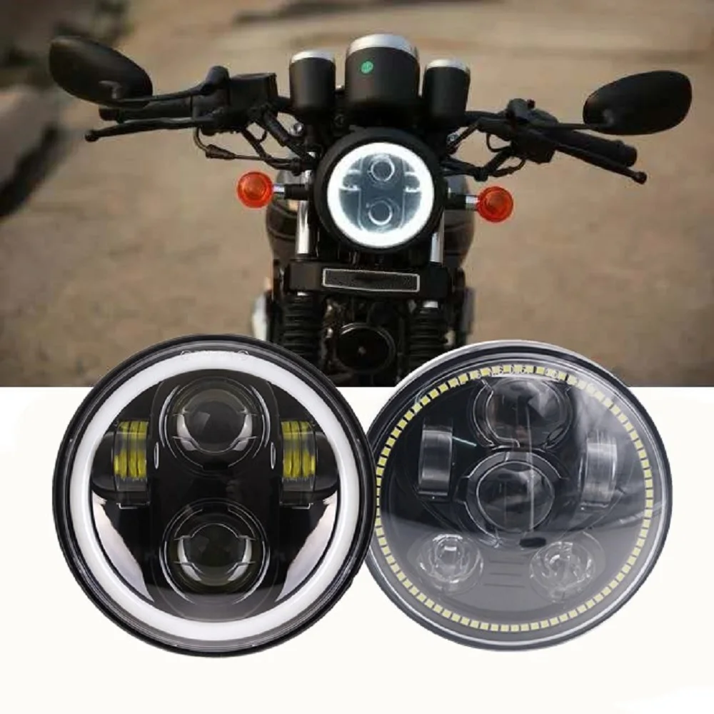 Faro LED 5,75 para motocicleta, accesorio con Halo blanco, haz alto y bajo, de 5 y 3/4 pulgadas, 40W y 45W
