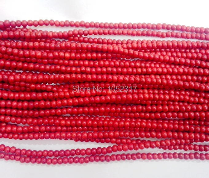 

Wholesale 3-4mm Bead Length 40cm/16inch Strand Red stone Howlite Howlite Round Beads Loose Bead GIFT DIY Gift