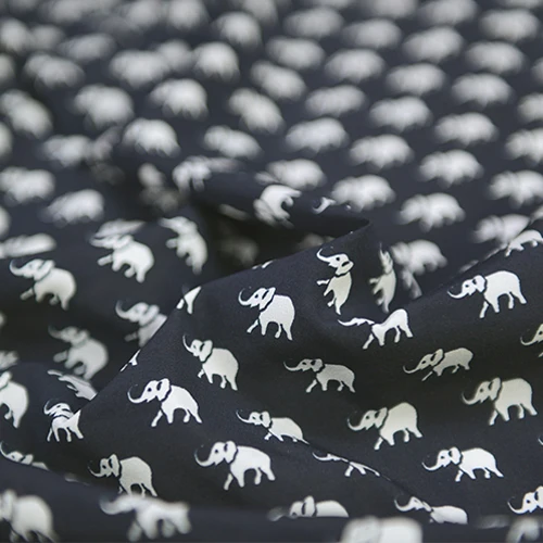 Мультфильм Стиль Шелковый крепдешин шелковой ткани мини белый elephont печати 14 Momme