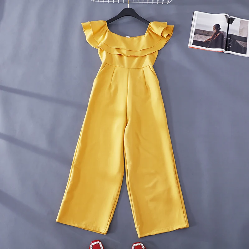 Женский комбинезон ALPHALMODA однотонный с высокой талией и широкими штанинами