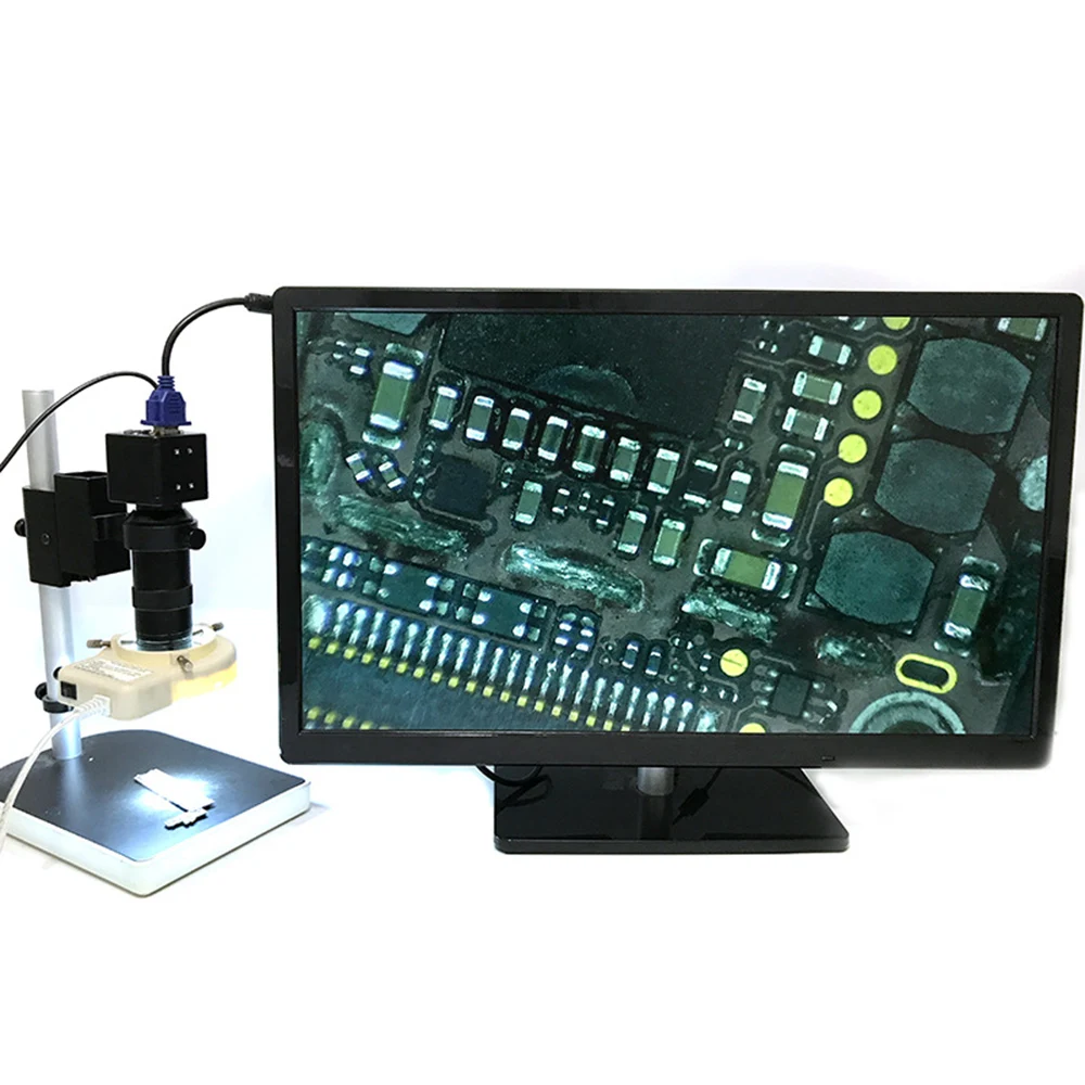 Microscope set HD 13MP HDMI VGA Industrial Camera+130X C mount lens+56 LED ring Light+stand holder for phone Repair | Инструменты