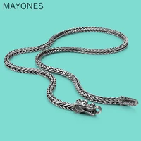 5mm mens thai silver chains necklaces ethnic dragon design 925 sliver popular necklace solid silver body jewelry 56cm61cm66cm