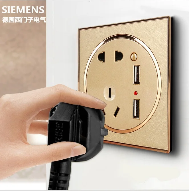 Розетка настенная с двумя USB портами и 5 отверстиями|socket smart|plug inplug wall socket |