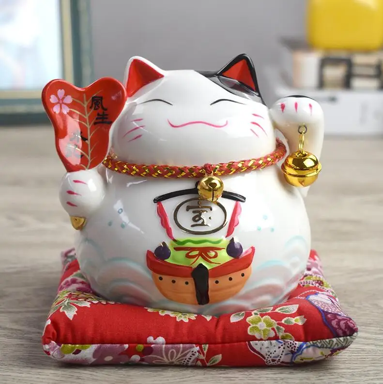 B Lucky Cat керамическая копилка фарфоровая кошка, поросенок Банк Гостиная Декор талисман ремесла Милая статуя кота гончарная коробка для денег 05573 - Цвет: B