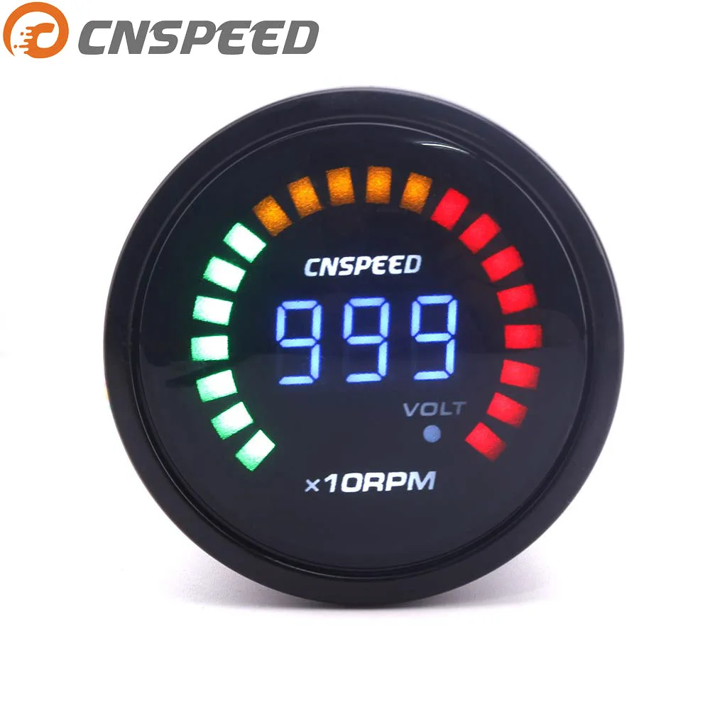 CNSPEED тахометр " 52 мм Тахометр 12 в цифровой курильщик 200~ 10000 об/мин Тахометр светодиодный Тахометр для автомобиля YC101278