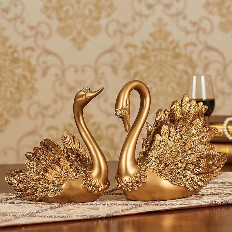 Украшение из смолы лебедя 3 стиля золотой серебряный 2 вида цветов украшение для