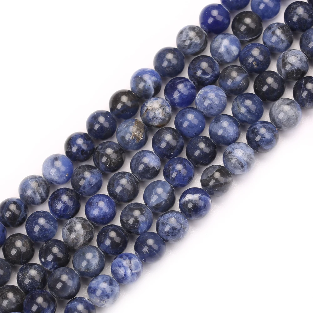 

Natural Stone 4 6 8 10 12MM Pick Size Round Blue Loose Beads Fit DIY Beads For Jewelry Making Wholesale