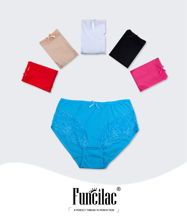 FUNCILAC нижнее белье, женские сексуальные кружевные трусики, одноцветные женские трусики размера плюс, трусики для женщин, трусы со средней посадкой, 5 шт./лот
