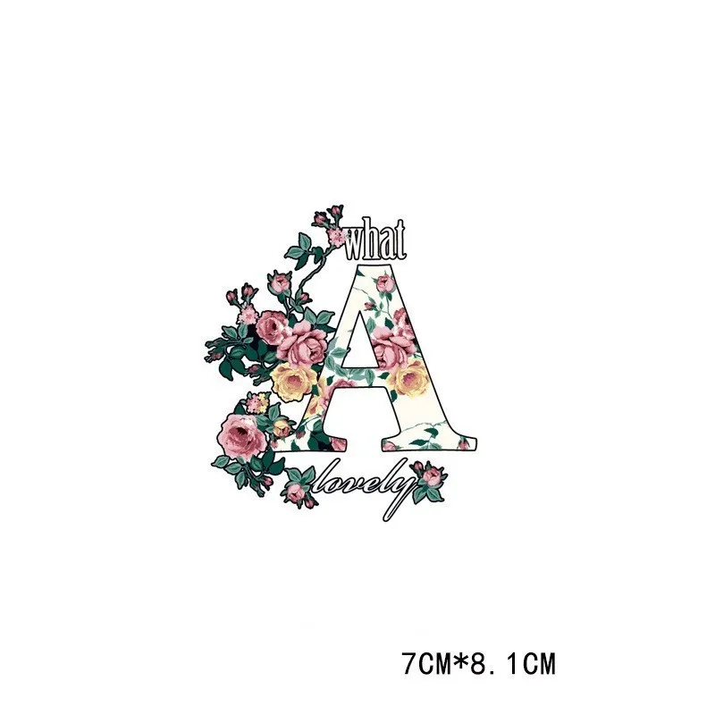 

Fine Personality Flower Letters Iron on Patches Applique Fashion Pop Stickers on Clothes Heat Transfer Washable Appliques