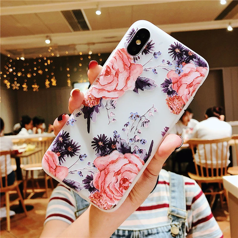 CAPAME Funda For iphone 6 Case 6S 7 8 Plus 5 5S SE Floral Cover TPU Phone Cases X Xs Max Xr Capa |