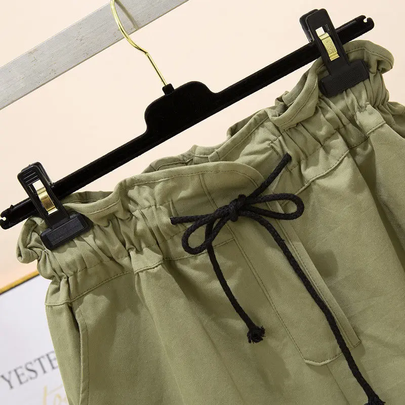 Женский комплект из 2 предметов трикотажный топ и шорты с широкими штанинами |