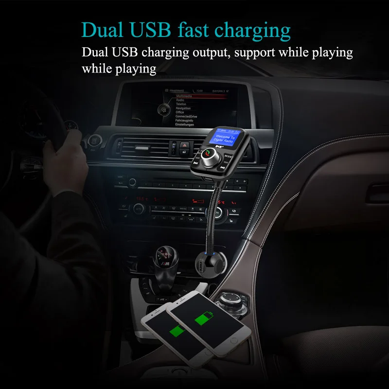 JaJaBor автомобильное DAB цифровое радио в автомобиле с fm-передатчиком Bluetooth Handsfree Kit цифровое аудио вещание поддержка воспроизведения папки