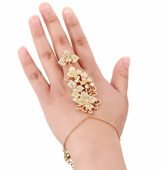 Новое поступление светло золотой браслет с кристаллами соединенный браслетом