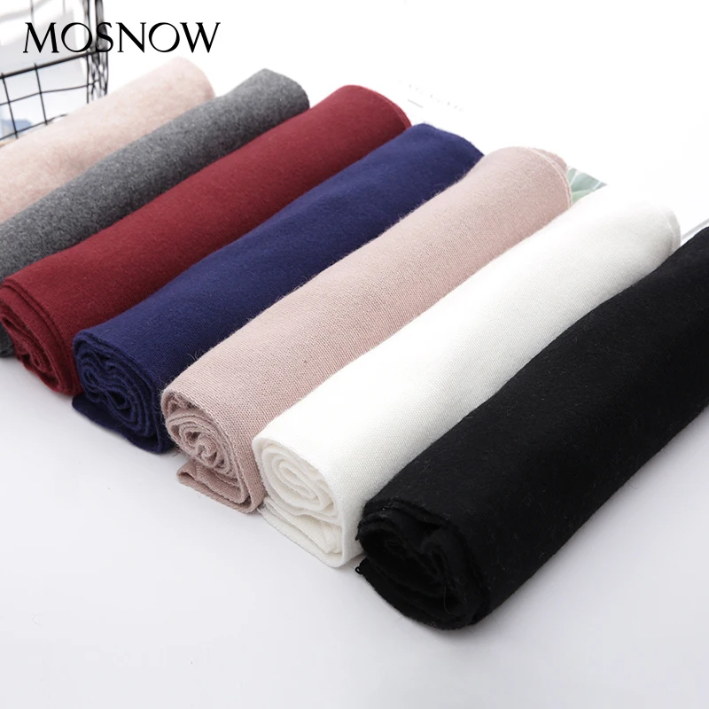 

Women Scarf Wool Knitting Warm Scarves Winter Long Shawl Cashmere Autumn 2019 New Brand Solid Thicken Shawl Cachecol For Female