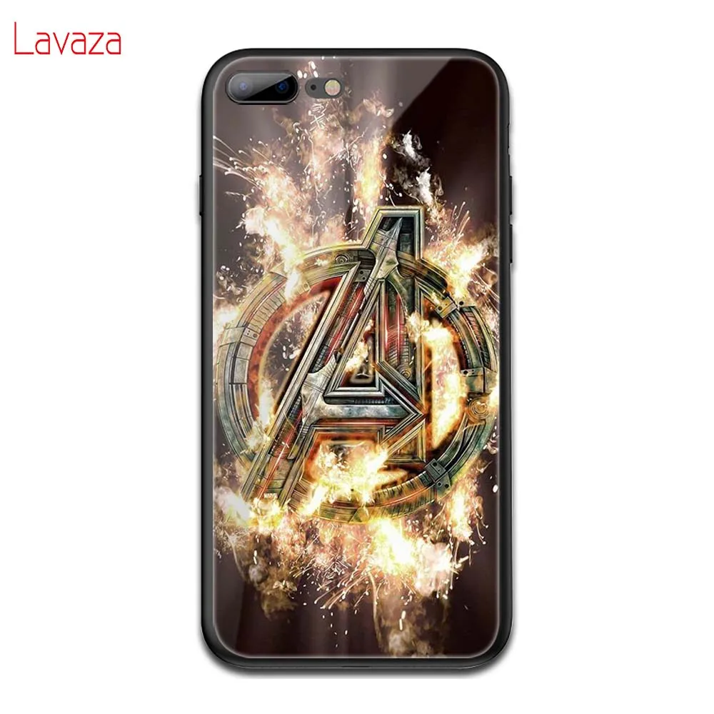 TG4 Lavaza MARVEL Studio Мстители закаленное стекло ТПУ чехол для iPhone 6 6S 7 8 Plus 5 5S SE XR X XS 11 Pro MAX чехол - Цвет: TG4