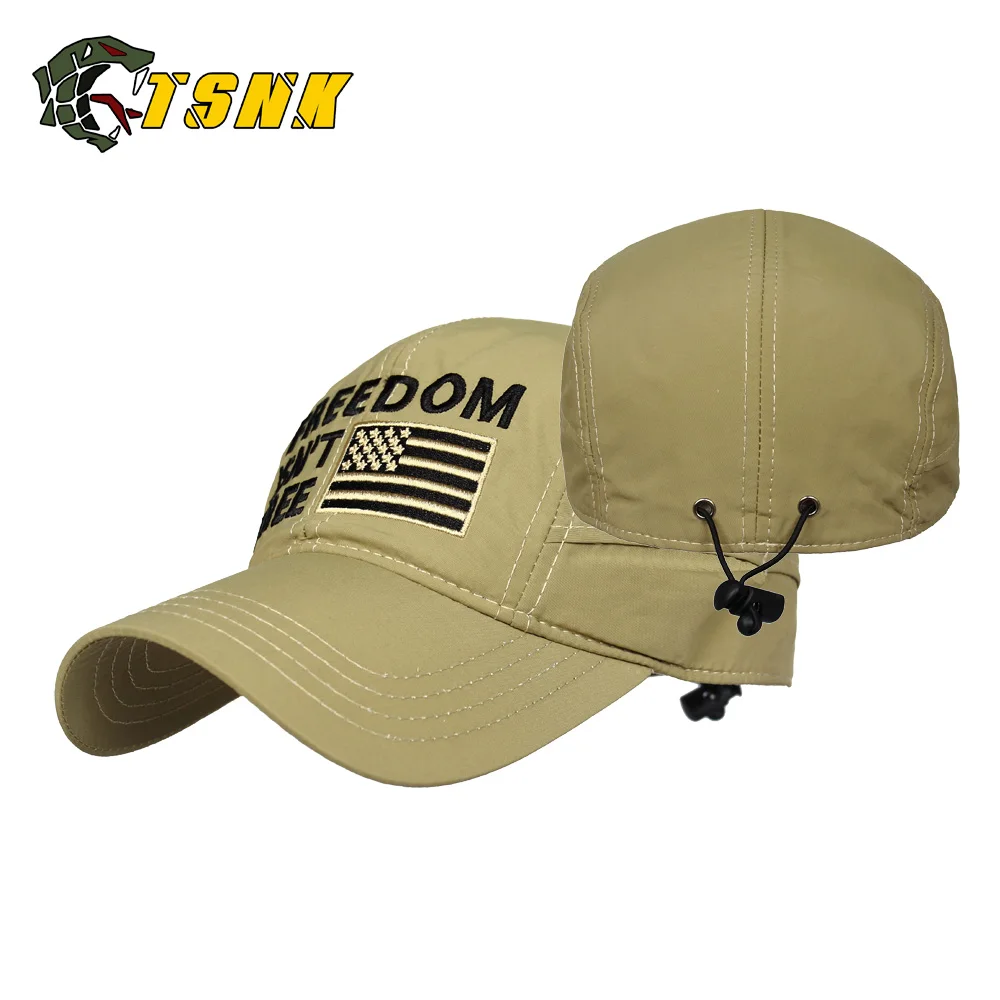 KHAKI TSNK 3D вышивка "FREEDOM" тактическая быстросохнущая Мужская и женская шапка тактическая Беговая шапка солнцезащитный козырек - Цвет: KHAKI