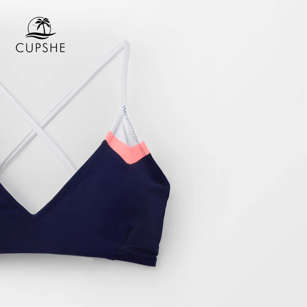 CUPSHE, темно-синие спортивные комплекты бикини на шнуровке, женские сексуальные цветные купальники из двух частей,, для девушек, пляжные купальники, купальники