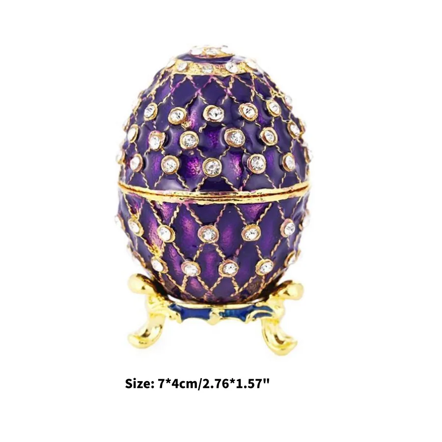 color Креативный русский faberge яйцо роскошные украшения на пасхальную тематику яйцо окрашенная коробка на подставке набор с эмалью и кристаллами фигурка безделушка подарок - Цвет: color